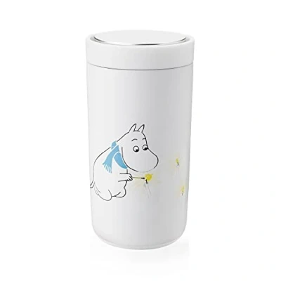 Bild av Stelton To Go Click termoskopp, dubbelväggig vakuumflaska rostfri, läckagesäker kaffekopp/temugg med smart klicklock varma och kalla drycker 0,2 liter, frost, moomin