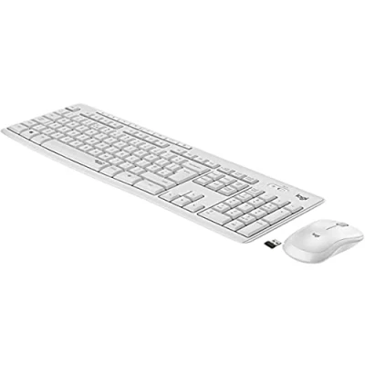 Bild av Logitech MK295 trådlöst tangentbordsmusset med SilentTouch teknik, shortcut knappar, optisk spårstyrning, Nano USB mottagare, fördröjningsfri trådlös anslutning, ESP QWERTY layout vit