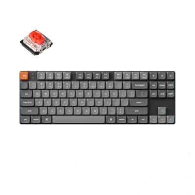 Bild av Keychron K1 Max Ultra Slim QMK/VIA Bluetooth trådlöst/USB trådbundet Custrom Mekaniskt Tangentbord, 2.4 GHz, TKL layout Vit LED, speltangentbord med lågprofil Gateron Red Switch