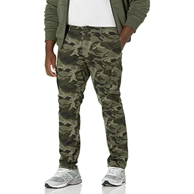 Bild av Amazon Essentials Men&#039;s Stretchiga cargobyxor med rak passform (finns i Big &amp; Tall), Grön Kamouflage, 36W / 30L