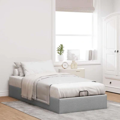 Bild av vidaXL Ramsäng ljusgrå 100x200 cm tyg, enkelsäng, säng, säng ram, enkelsängar, sängar, ramar, resårmadrass, resårmadrasser, pocketersårmadrass
