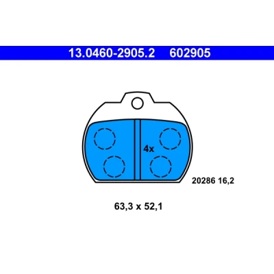 Bild av ATE 13.0460 2905.2 Jeu de plaquettes frein non préparé pour indicateur d&#039;usure, contact signal d&#039;usure exclu VOLKSWAGEN: Kaefer Cabriolet