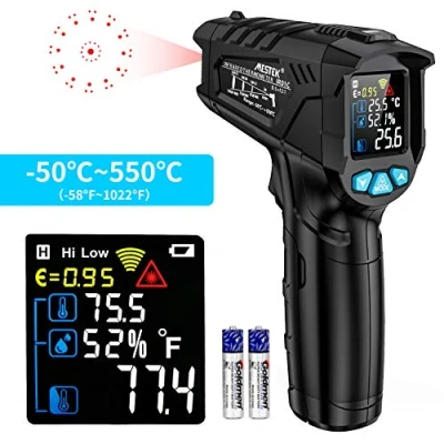 Bild av Infraröd termometer temperaturmätare IR pyrometer Laser digital MESTEK pistol 50 C till 550 Kontaktlös med färg lcd larmfunktion Justerbar emissivitet Köksgrillugn