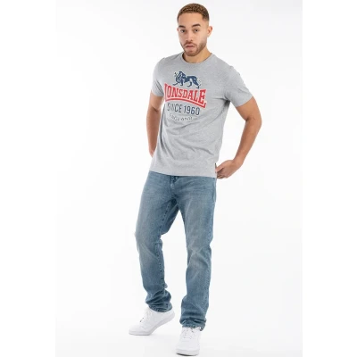 Bild av Lonsdale Normale Passform Gonfirth Tshirt med print, Storlek: XL, Marl grey navy red