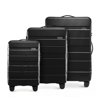Bild av WITTCHEN COMODO Line resväska handbagage set av ABS teleskophandtag TSA lås 4 dubbelhjul, svart, Koffer 3tlg., 3 delad