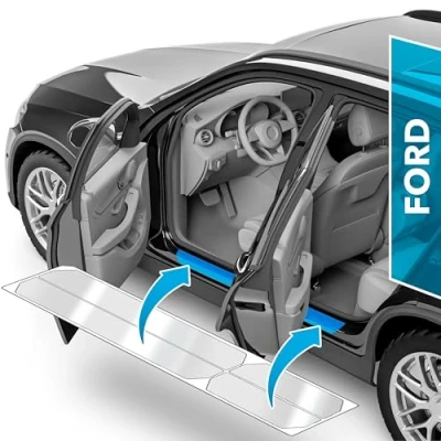 Bild av uProtect skyddsfilm för trösklar till bildörrar Ford Kuga 3 (III) I 2019 2024 skyddsfolie bildörr lackskyddsfolie med installationstillbehör transparent glansig