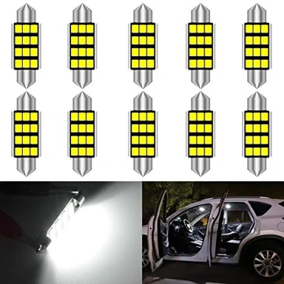 Bild av KATUR Set med superstarka 5630 chip, aluminium, CanBus, felfri, 42 mm (1,72 tum), DE3175, DE3021, DE3022, 6428, 7065, LED, spollampor, bil, innerdörr, karta, kupollampor, Xenon vit, 12 V, 10 pack
