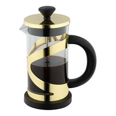 Bild av Café Olé Classico Cafetiere, guldfinish, 1 000 ml, 8 kopp, fransk press kaffebryggare, värmebeständigt handtag, rostfritt stål, CM 10G