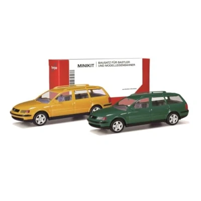 Bild av Herpa 012249 007 H0 Personbil model Volkswagen Passat variant B5, honninggul og moosgrøn