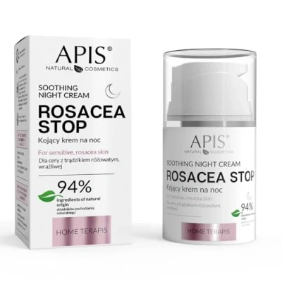 Bild av Apis ROSACEA STOP lugnande kräm växtextrakt 94 % av ingredienserna naturligt ursprung innehåll 50 ml.