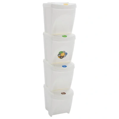 Bild av Stapelbara soptunnor 4 st vit 100 L polypropen