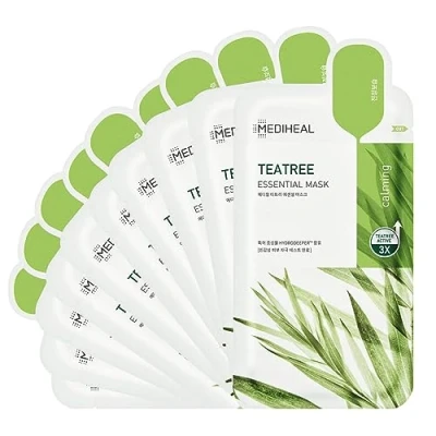 Bild av Mediheal Teatree Care Solution Essential Mask EX. 10 Masks Skin Soothing &amp; Sebum Control Pack for Sensitive Oily Korea No. 1 Leaf