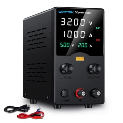 Bild av Laboratorieströmförsörjning, 30 V, 10 A, variabel DC strömförsörjning med precisionskodare, justerbar stabiliserad hög precision 4 siffrig LED display/USB snabbladdning