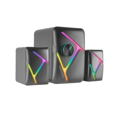 Bild av Mars Gaming MS H21, RGB 2.1 spelhögtalare och subwoofer 35 W, inverterat 3D surrounddrivrutinssystem, kompakta högtalare med dynamisk belysning, USB ström 3,5 mm jackkontakt, svart