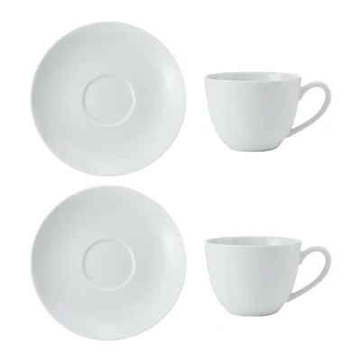 Bild av Mikasa MKCHCAPPK2 krita porslin cappuccino koppar och fat, set med 2, 310 ml, vit