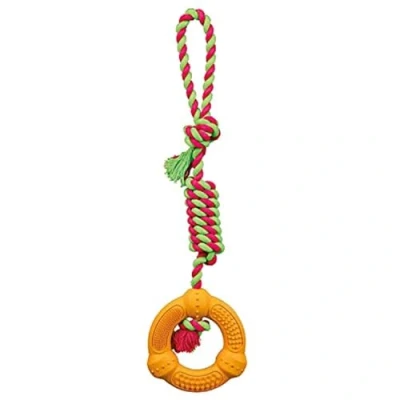 Bild av Trixie Playing Rope with Ring 12 cm/41 cm assorted colours