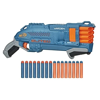 Bild av Nerf Elite 2.0 Warden DB 8 Blaster, 16 pilar, avfyra 2 dart samtidigt, Tactical Rail plug in skena för justering, snabbeld, frustrationsfri förpackning