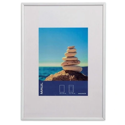 Bild av Maul Bildram Mauldesign 21 x 30 cm, Fotoram Av Plast För Stående Eller Liggande Format, Med Passepartoutinlägg, Justerbar Utbytbar Ram, Perfekt Foton, Kollage Och Bilder, Silver