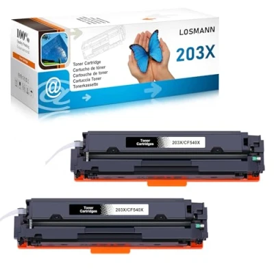 Bild av LOSMANN 203X toner kompatibel med HP CF540X 203A CF540A för Color Laserjet Pro MFP M281fdw M280nw M281cdw M281fdn, M254dn M254nw Svart, 2 pack )