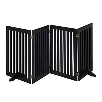 Bild av Relaxdays Avspärrgaller, fristående skyddsgaller, H x B 92 206,5 cm, med fötter, hundar, barngrind, vikbar, svart