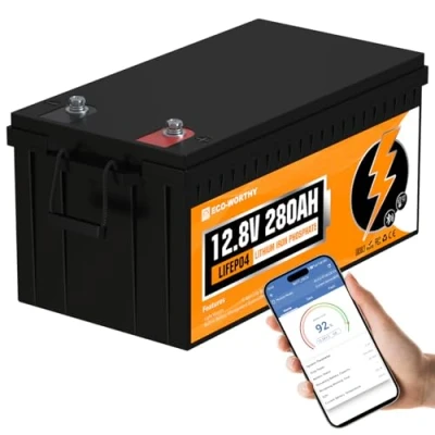 Bild av ECO WORTHY bluetooth litiumbatteri 12 V 280AH LiFePO4 med funktion och BMS batteriskydd för husvagn, båt, solsystem