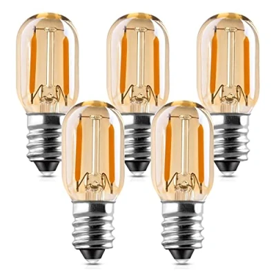 Bild av Genixgreen T22 LED glödlampa, 1 W vintage rörformad nattlampa bärnsten glöd 10 glödande ersättningar E14 kandelaber bas filament skylt ljus ultrasvarmvit 2200 K icke dimbar 5 pack