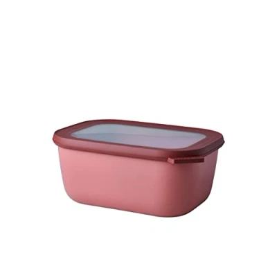 Bild av Mepal Multi Bowl Cirqula Rectangular Plastbehållare med lock Lämplig som lufttät behållare för kylskåp, mikrovågsugn, serveringsskål Köksskålar 1 500 ml Levande mauve