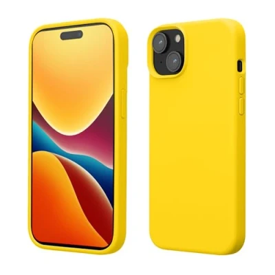 Bild av kwmobile Fodral kompatibelt med iPhone 15 Tunt mobilskal i silikon Stötdämpande mjuk yta Ljusgul