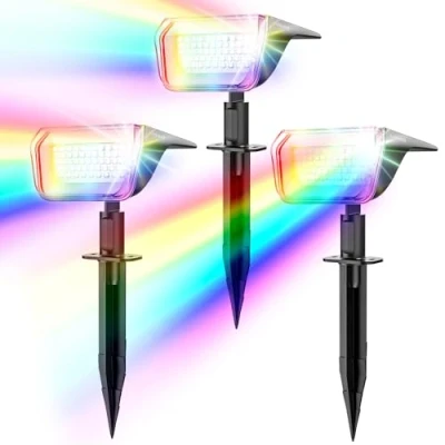 Bild av Linkind Sollampor utomhus, trädgård, skymning till gryning RGB sol utomhus trädgårdslampor med vinterläge, IP67 vattentäta vägglampor för gård uppfart veranda gångväg, 3 pack