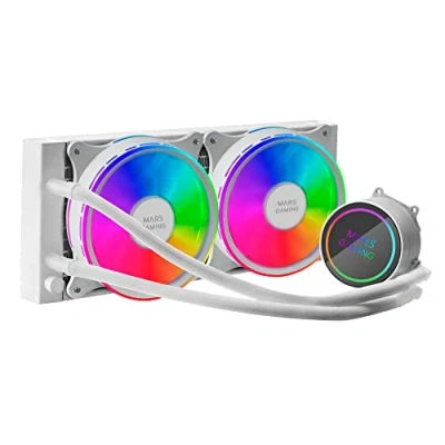 Bild av Mars Gaming ML ONE240 Vit, Flytande CPU kylning, TDP 400W, Infinity Mirror, 2 Silent FRGB fläktar, Universal Multisocket