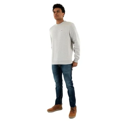 Bild av Tommy Jeans herr TJM REG S FLAG FLEECE CREW DM0DM20741PJ4003 pullover sweatshirt, Grå (silvergrå ljung), M, M