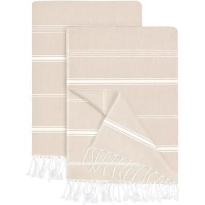 Bild av Utopia Towels [2 pack turkisk strandhandduk (100 x 183 cm) 100% bomull överdimensionerad sandfri lätt snabbtorkande handduk, förtvättad för mjuk känsla, stor peshtemal handduk resor