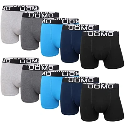 Bild av L&amp;K 10 pack herr retrokalsonger, boxershorts, bomull, svarta, mångfärgade underkläder, 1116, XL