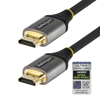 Bild av StarTech.com 3ft (1m) HDMI 2.1 kabel 8K Certifierad Ultra High Speed 48Gbps 60Hz/4K 120Hz HDR10+ eARC HD Bildskärm/TV/skärm Flexibel TPE jacka, Svart