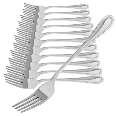 Bild av COM FOUR® 12x kakgafflar av rostfritt stål 430 snygga bestick i enkel design små dessertgafflar förrättsgafflar 15 cm (15 12 stycken)