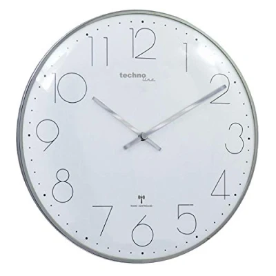 Bild av Techno Line WT 8235 chrome optic Radio väggklocka 350 mm x 25 Krom