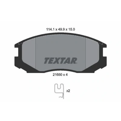 Bild av TEXTAR 2165001 Jeu de plaquettes frein avec indicateur d&#039;usure accessoires DAIHATSU: Terios I, II, MITSUBISHI: COLT 5, 4
