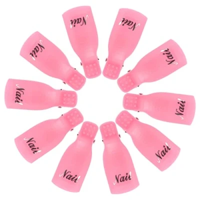 Bild av Hanyousheng nagellackborttagare klämmor 10 stycken, plast nagelklammer borttagning av akryl nagelkonst, nagellack, UV gel, rosenrött