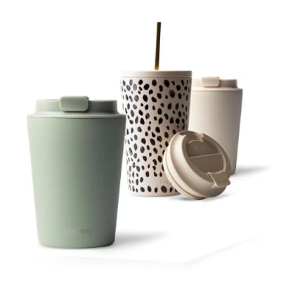 Bild av MAMEIDO termomugg 350ml läckagesäker kaffemugg to go tillverkad av rostfritt stål, dubbelväggig isolerad, coffee mugg, håller värmen (Desert Sage, 0,35l)