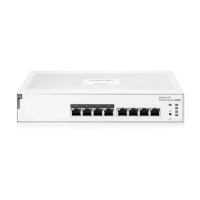 Bild av HPE Networking Instant On switch serien 1830 Intelligent hanterad Layer 2 Ethernet med 8 portar Gb och PoE 8X 1G 4X CL4 (65 W) Fläktlös EU kabel (JL811A#ABB)