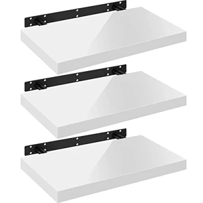 Bild av WOLTU 3 stycken vägghyllor i trä av hög kvalitet för sovrum, vardagsrum, kök, 50 x 22,9 3,8 cm, RG9477ws set med