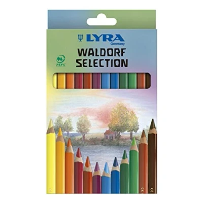 Bild av LYRA Super Ferby Waldorf Selection Kartongfodral med 12 färgpennor, ergonomisk trekantig form, sorterad, röd, färgpennor Selection, 3721123
