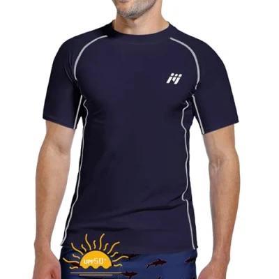 Bild av MEETWEE Rash Guard Vest män långärmad/kortärmad UV skydd T shirt toppar UPF 50 snabbtorkande för simning surfing vattensport