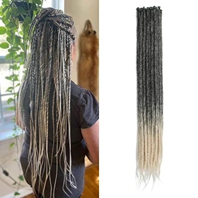 Bild av 20 Tum Trådar/Pack Syntetiska Dreadlocks Extensions Tunt 0,6 cm Virkat Flätat Hår Mjuka Dreads Enkelslutade Reggae Hip Hop Hippie Style, MT1B 613#