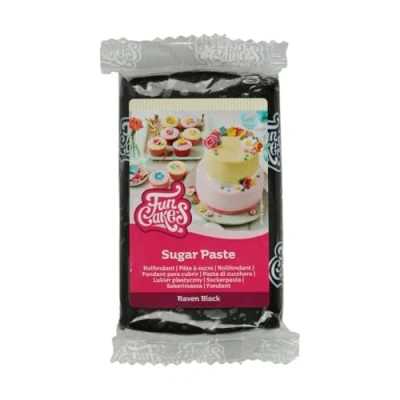 Bild av FunCakes Fondant Raven Black: Sockerpasta Enkel Att Använda, Slät, Flexibel, Mjuk Och Smidig, Perfekt För Dekorera Tårtor, Halal, Kosher Glutenfri, 250 G