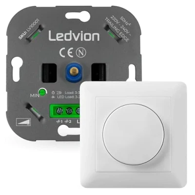 Bild av Ledvion, LED dimmer, 3, 250 watt, universell infälld dimmertäckplatta, dimmer täckram