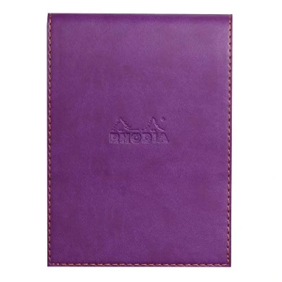 Bild av RHODIA 138110C Urklipp fodral + häftat anteckningsblock nr. 13 lila A6 små fyrkanter 80 avtagbara ark vitt Clairefontaine papper 80G pennhållare fuskläder Rhodiarama samling