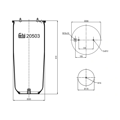 Bild av FEBI BILSTEIN 20503 Soufflet à air, suspension pneumatique SCANIA: 4 series, P,G,R,T series