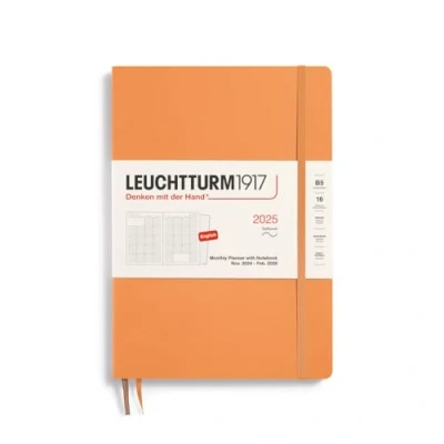 Bild av LEUCHTTURM1917 370709 månadsplanerare och anteckningsbok sammansättning (B5) 2025, 16 månader, mjukt skydd, aprikos, engelska