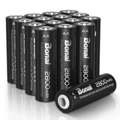 Bild av BONAI AA Uppladdningsbara Batterier, 2800mAh 1200 Cykler 1,2 V NiMH Uppladdningsbart Batteri Med Hög Kapacitet, Paket 16